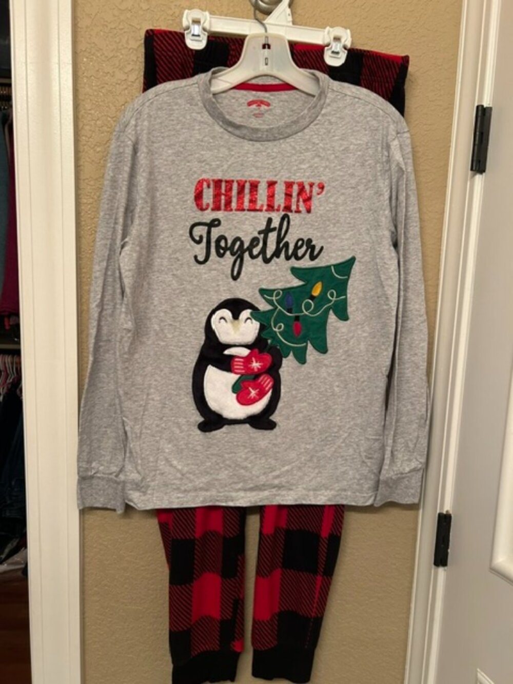 Men’s Christmas Penguin Pajama Set “Chillin’ Together”